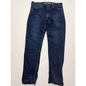 Eddie Bauer Boyfriend Jeans Womens T14 Tall Blue Lined Mid Rise Slim 34x33